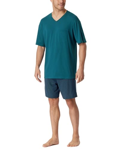 Schiesser Herren Schlafanzug kurz V-Ausschnitt-Nightwear Set Pyjamaset, Jeansblau_181153, 50 von Schiesser