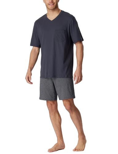 Schiesser Herren Schlafanzug kurz V-Ausschnitt-Nightwear Set Pyjamaset, Kohle_181153, 54 von Schiesser