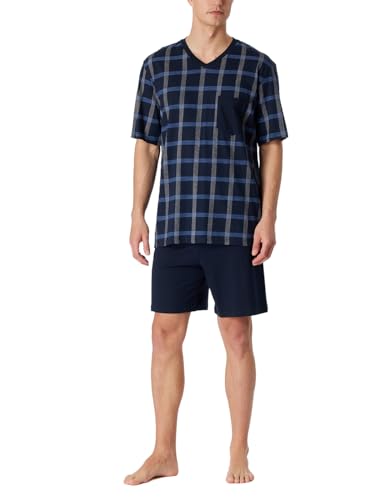 Schiesser Herren Schlafanzug kurz V-Ausschnitt-Nightwear Set Pyjamaset, Nachtblau_181161, 48 von Schiesser