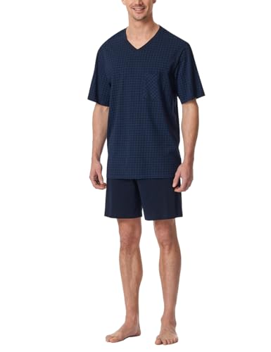 Schiesser Herren Schlafanzug kurz V-Ausschnitt-Nightwear Set Pyjamaset, Nachtblau_182193, 50 von Schiesser