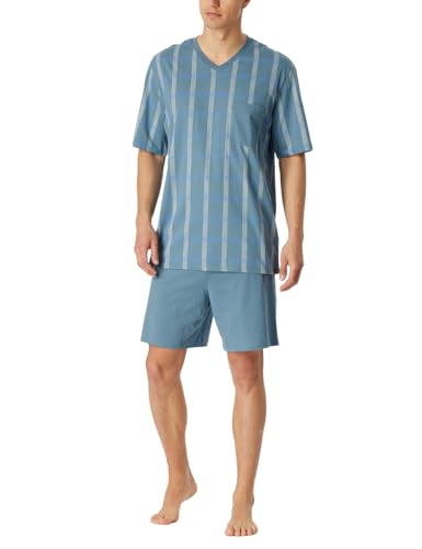 Schiesser Herren Schlafanzug kurz V-Ausschnitt-Nightwear Set Pyjamaset, blaugrau_181161, 48 von Schiesser