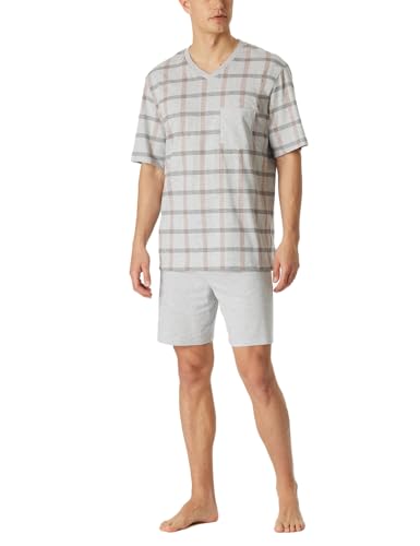 Schiesser Herren Schlafanzug kurz V-Ausschnitt-Nightwear Set Pyjamaset, grau-Mel_181161, 48 von Schiesser