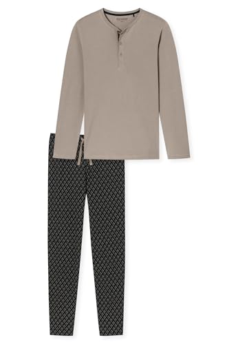 Schiesser Herren Schlafanzug lang-Fine Interlock Pyjamaset, braungrau_181174, 48 von Schiesser