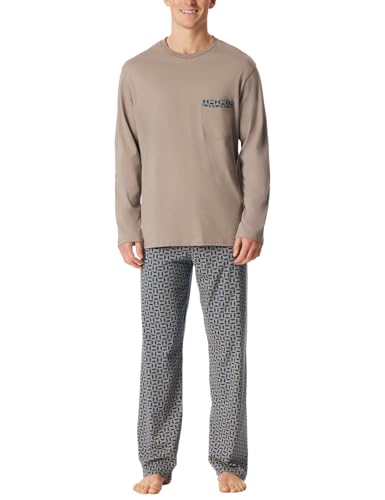 Schiesser Herren Schlafanzug lang-Nightwear Set Pyjamaset, braungrau_180262, 54 von Schiesser