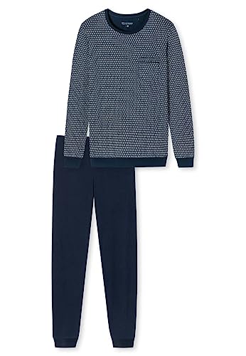 Schiesser Herren Schlafanzug lang Pyjamaset, Blau (Dunkelblau Iii), 54 von Schiesser