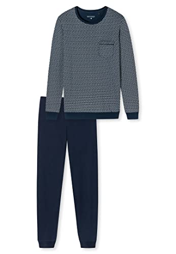 Schiesser Herren Schlafanzug lang Pyjamaset, Blau (Dunkelblau Iii), 56 von Schiesser