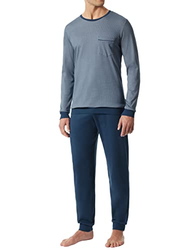 Schiesser Herren Schlafanzug lang Pyjamaset, Blau 800 (I), 56 von Schiesser