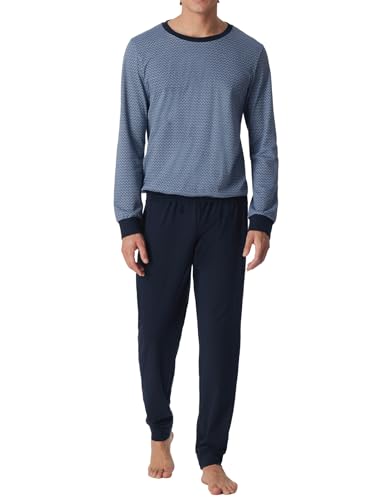 Schiesser Herren Schlafanzug lang Pyjamaset, Dunkelblau Gemustert'', 56 von Schiesser