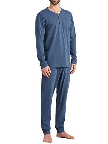 Schiesser Herren Schlafanzug lang Pyjamaset, Jeansblau, 56 von Schiesser