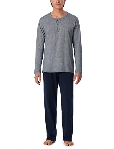 Schiesser Herren Schlafanzug Lang Mit Knopfleiste - Nightwear Pyjamaset, Blau_159630, 54 EU von Schiesser