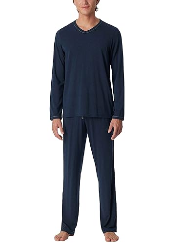 Schiesser Herren Schlafanzug lang Pyjamaset, dunkelblau, 48 von Schiesser