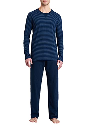 Schiesser Herren Schlafanzug lang Pyjamaset, dunkelblau, 54 von Schiesser