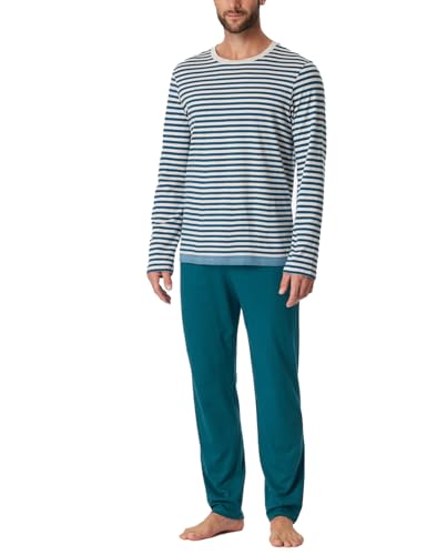 Schiesser Herren Schlafanzug lang Rundhals-Nightwear Set Pyjamaset, Jeansblau_181166, 50 von Schiesser
