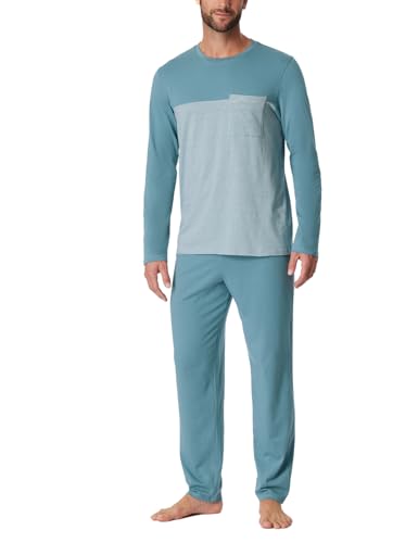Schiesser Herren Schlafanzug lang Rundhals-Nightwear Set Pyjamaset, blaugrau_181170, 54 von Schiesser