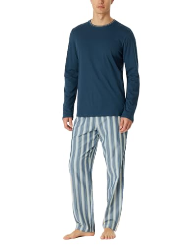 Schiesser Herren Schlafanzug lang Rundhals mit Webhose-Merzerisierte Baumwolle Pyjamaset, Admiral_180273, 58 von Schiesser