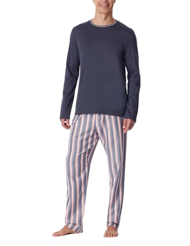 Schiesser Herren Schlafanzug lang Rundhals mit Webhose-Merzerisierte Baumwolle Pyjamaset, Kohle_180273, 58 von Schiesser