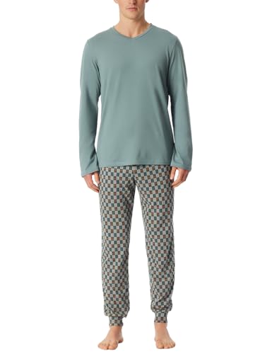 Schiesser Herren Schlafanzug lang mit Bündchen-Nightwear Set Pyjamaset, Mineral_181922, 52 von Schiesser