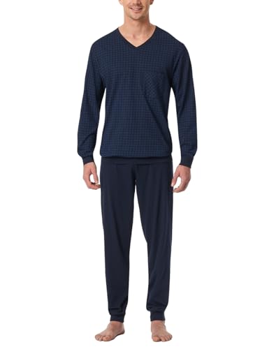Schiesser Herren Schlafanzug lang mit Bündchen-Nightwear Set Pyjamaset, Nachtblau_182194, 62 von Schiesser