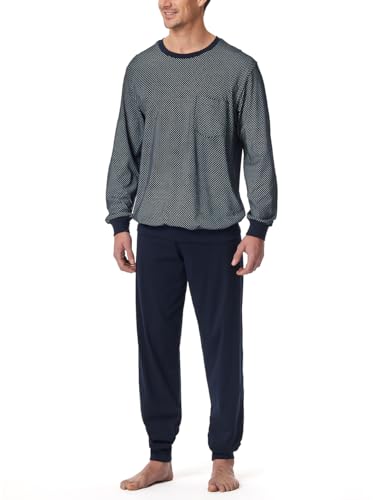 Schiesser Herren Schlafanzug lang mit Bündchen-Nightwear Set Pyjamaset, Nachtblau_182196, 64 von Schiesser