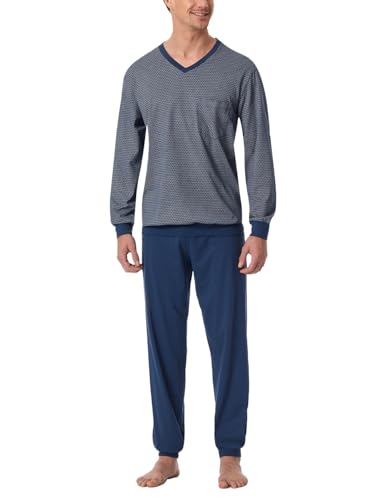 Schiesser Herren Schlafanzug lang mit Bündchen-Nightwear Set Pyjamaset, blau_182194, 64 von Schiesser
