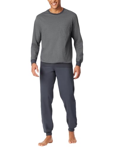 Schiesser Herren Schlafanzug lang mit Bündchen-Nightwear Set Pyjamaset, dunkelgrau_181156, 52 von Schiesser