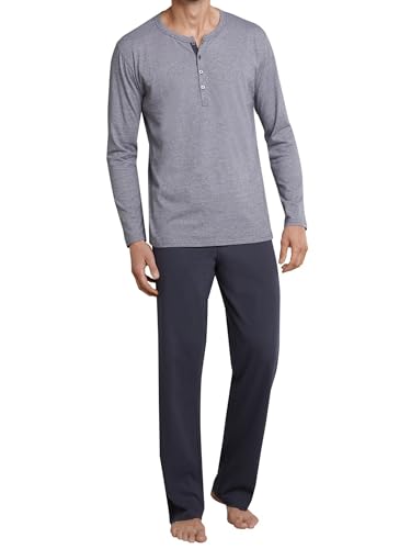 Schiesser Herren Langer Schlafanzug Pyjama Lang mit Knopfleiste - 159630, Größe Herren:106, Farbe:anthrazit von Schiesser