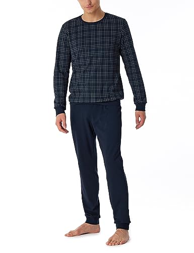 Schiesser Herren Schlafanzug lang mit Bündchen warme Baumwolle-Interlock Pyjamaset, Nachtblau, 60 von Schiesser