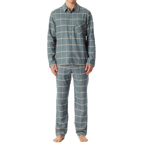 Schiesser Herren Schlafanzug lang mit Knopfleiste Flanell-Nightwear Set Pyjamaset, Mineral_182029, 54 von Schiesser