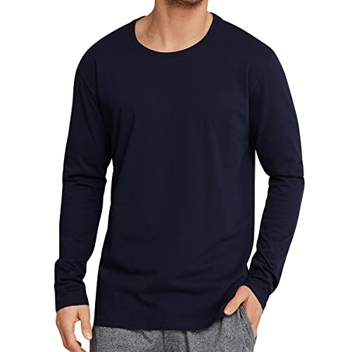 Schiesser Herren Schlafshirt Langarm Rundhals - Mix + Relax Schlafanzugoberteil, Dunkelblau_163835, S EU von Schiesser