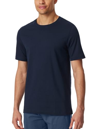 Schiesser Herren Schlafshirt Kurzarm Rundhals Bio-Baumwolle-Mix + Relax Pyjamaoberteil, Nachtblau_182179, 54 von Schiesser