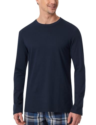 Schiesser Herren Schlafshirt Kurzarm Rundhals Bio-Baumwolle-Mix + Relax Pyjamaoberteil, Nachtblau_182180, Kragenweite: 50 von Schiesser