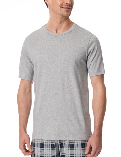 Schiesser Herren Schlafshirt Kurzarm Rundhals Bio-Baumwolle-Mix + Relax Pyjamaoberteil, grau-Mel_182179, 54 von Schiesser
