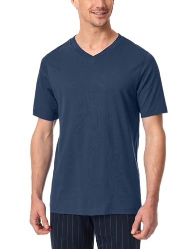 Schiesser Herren Schlafshirt Kurzarm V-Ausschnitt Bio-Baumwolle-Mix + Relax Pyjamaoberteil, royal_182181, 54 von Schiesser