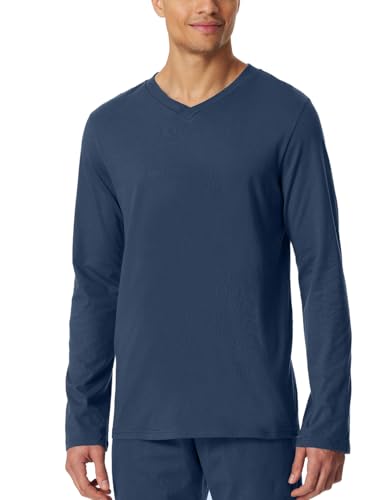 Schiesser Herren Schlafshirt Kurzarm V-Ausschnitt Bio-Baumwolle-Mix + Relax Pyjamaoberteil, royal_182182, Kragenweite: 50 von Schiesser