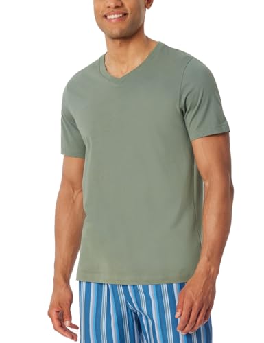 Schiesser Herren Schlafshirt Kurzarm V-Ausschnitt-Mix + Relax Pyjamaoberteil, Khaki_182181, 50 von Schiesser