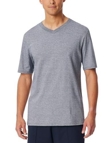 Schiesser Herren Schlafshirt Kurzarm V-Ausschnitt-Mix + Relax Pyjamaoberteil, Nachtblau_182181, 48 von Schiesser
