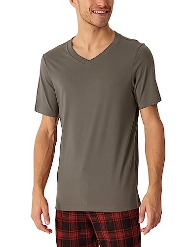 Schiesser Herren Schlafshirt Kurzarm V-Ausschnitt-Mix + Relax Pyjamaoberteil, Taupe_180283, 48 von Schiesser