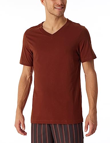 Schiesser Herren Schlafshirt Kurzarm V-Ausschnitt-Mix + Relax Pyjamaoberteil, Terracotta_180283, 48 von Schiesser