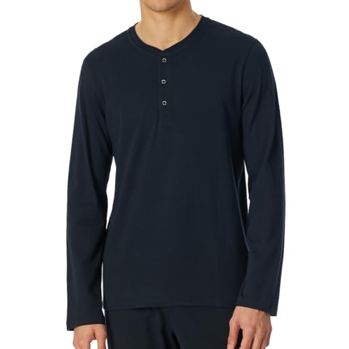 Schiesser Herren Schlafshirt Kurzarm mit Knopfleiste Bio-Baumwolle-Mix + Relax Pyjamaoberteil, Nachtblau_182517, 44 von Schiesser