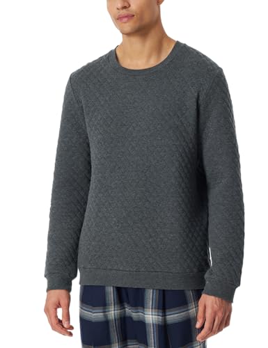 Schiesser Herren Schlafshirt Langarm Rundhals-Feinripp Organic Cotton-Mix + Relax Pyjamaoberteil, dunkelgrau-gem_182041, 52 von Schiesser