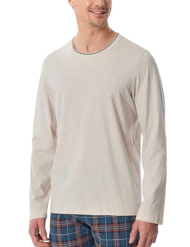Schiesser Herren Schlafshirt Langarm Rundhals-Mix + Relax Pyjamaoberteil, Beige-Mel_182042, 54 von Schiesser