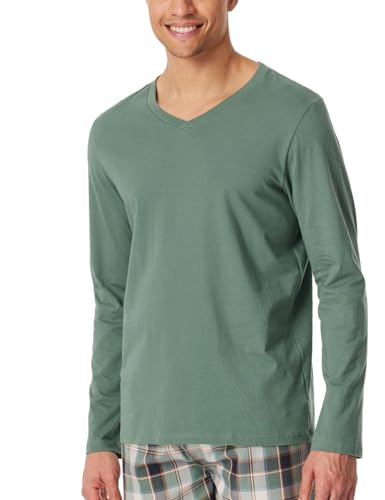 Schiesser Herren Schlafshirt Langarm Rundhals-Mix + Relax Pyjamaoberteil, Grün_182043, 50 von Schiesser