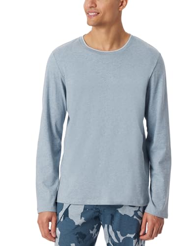 Schiesser Herren Schlafshirt Langarm Rundhals-Mix + Relax Pyjamaoberteil, Jeans-Mel_182042, 48 von Schiesser