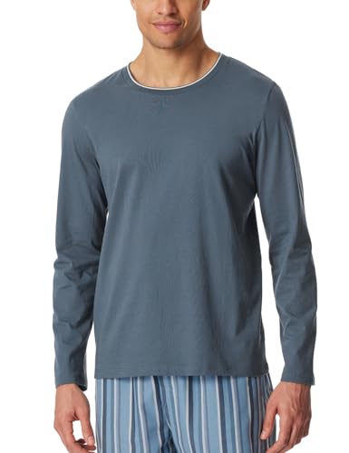Schiesser Herren Schlafshirt Langarm Rundhals-Mix + Relax Pyjamaoberteil, Jeansblau_182042, 48 von Schiesser