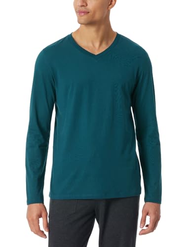 Schiesser Herren Schlafshirt Langarm Rundhals-Mix + Relax Pyjamaoberteil, Petrol_182043, 48 von Schiesser