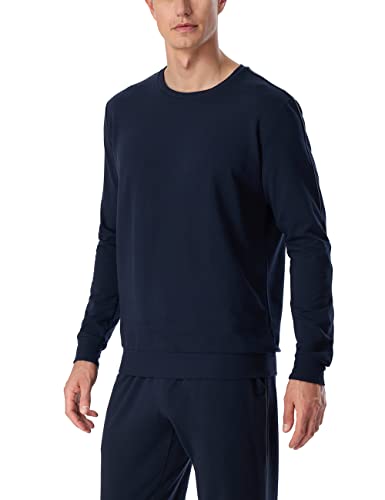 Schiesser Herren Schlafshirt Langarm Rundhals Pyjamaoberteil, dunkelblau, 48 von Schiesser