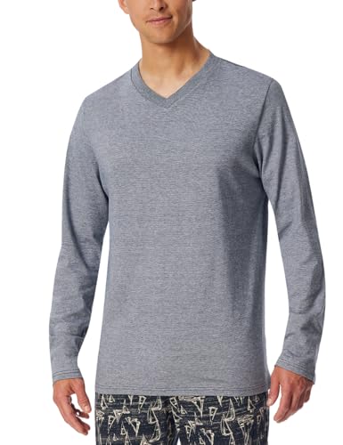 Schiesser Herren Schlafshirt Langarm V-Ausschnitt-Mix + Relax Pyjamaoberteil, Nachtblau_182182, 52 von Schiesser