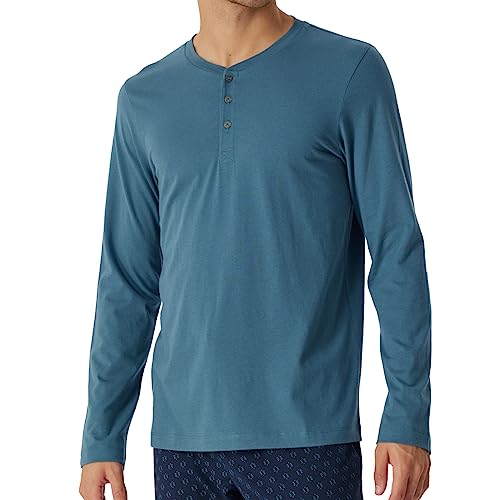 Schiesser Herren Schlafshirt Langarm mit Knopfleiste-Mix + Relax Pyjamaoberteil, Petrol_180286, 58/ 3XL von Schiesser