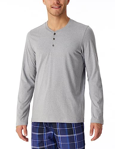 Schiesser Herren Schlafshirt Langarm mit Knopfleiste-Mix + Relax Pyjamaoberteil, grau-Mel_180286, 50/ M von Schiesser