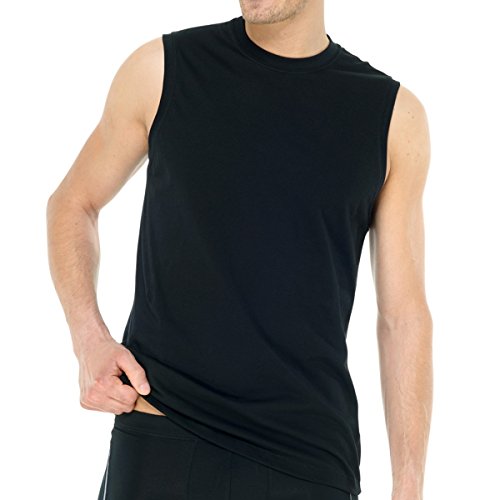 Schiesser Herren Shirt 0/0 Arm (Doppelpack) Unterhemd, Schwarz (000-schwarz), XXL von Schiesser